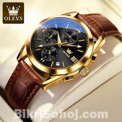 Artificial Leather Chronograph Wrist Watch For Men